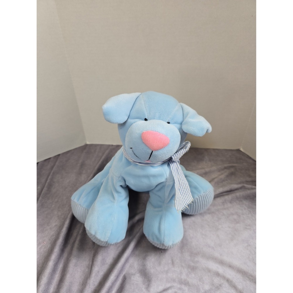 Russ Doogles Jr Puppy Dog Plush Rattle Baby Blue 12" Stuffed Animal Waffle Paws